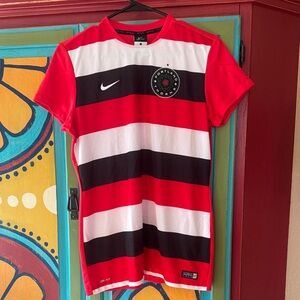 Portland Thorns Nike 2016 Home Kit Red and Black Striped Jersey Women’s Large
